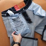 Quần Jean Nam Dáng Dài LV 511 PREMIUM Màu Navy Xanh Đá Form SlimFit Mềm Mịn Co Giãn Hàng Xuất Xịn Có Big Size