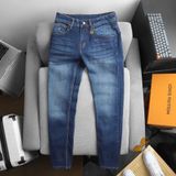Quần Jean Nam Cao Cấp LV VUITTON LOGO TÚI Màu Xanh Basic Form SlimFit Mềm Mịn Siêu Co Giãn Hàng Xuất Xịn Có Big Size