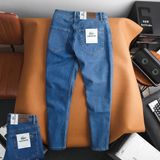 Quần Jean Nam LCST LC051 Màu Xanh Basic Denim Cúc Đồng Logo 2 mặt Form SlimFit Mềm Mịn Co Giãn Hàng Xuất Xịn Có Big Size