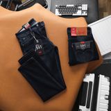 Quần Jean Nam Dáng Dài LV 511 PREMIUM Màu Navy Xanh Đá Form SlimFit Mềm Mịn Co Giãn Hàng Xuất Xịn Có Big Size