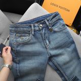 Quần Jean Nam Cao Cấp LV VUITTON LOGO TÚI Màu Xanh Basic Form SlimFit Mềm Mịn Siêu Co Giãn Hàng Xuất Xịn Có Big Size