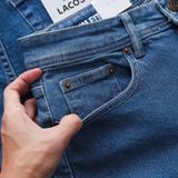 Quần Jean Nam LCST LC051 Màu Xanh Basic Denim Cúc Đồng Logo 2 mặt Form SlimFit Mềm Mịn Co Giãn Hàng Xuất Xịn Có Big Size