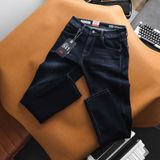 Quần Jean Nam Dáng Dài LV 511 PREMIUM Màu Navy Xanh Đá Form SlimFit Mềm Mịn Co Giãn Hàng Xuất Xịn Có Big Size