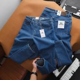 Quần Jean Nam LCST LC051 Màu Xanh Basic Denim Cúc Đồng Logo 2 mặt Form SlimFit Mềm Mịn Co Giãn Hàng Xuất Xịn Có Big Size
