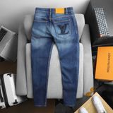Quần Jean Nam Cao Cấp LV VUITTON LOGO TÚI Màu Xanh Basic Form SlimFit Mềm Mịn Siêu Co Giãn Hàng Xuất Xịn Có Big Size