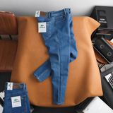 Quần Jean Nam LCST LC051 Màu Xanh Basic Denim Cúc Đồng Logo 2 mặt Form SlimFit Mềm Mịn Co Giãn Hàng Xuất Xịn Có Big Size