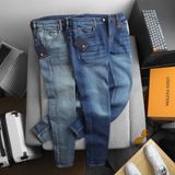 Quần Jean Nam Cao Cấp LV VUITTON LOGO TÚI Màu Xanh Basic Form SlimFit Mềm Mịn Siêu Co Giãn Hàng Xuất Xịn Có Big Size
