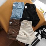 Áo Thun Nam Polo Len Tay Dài LCST Cá Xanh Trơn Basic Thu Đông Vải Len May Không Mối Nối Hàng Hiệu Hiếm Xin Có Big Size