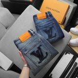 Quần Jean Nam Cao Cấp LV VUITTON LOGO TÚI Màu Xanh Basic Form SlimFit Mềm Mịn Siêu Co Giãn Hàng Xuất Xịn Có Big Size