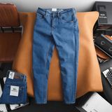 Quần Jean Nam LCST LC051 Màu Xanh Basic Denim Cúc Đồng Logo 2 mặt Form SlimFit Mềm Mịn Co Giãn Hàng Xuất Xịn Có Big Size