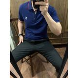 Áo Thun Nam Polo BURBERRY VIỀN ĐỎ LONDON ENGLAND 8 MÀU Vải Dệt Kim Cao Cấp Sang Trọng