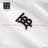 Áo Thun Nam Polo Trắng Đen BURBERRY VIỀN ĐỎ LONDON ENGLAND Vải Dệt Kim Cao Cấp Sang Trọng