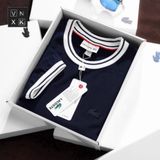 Áo Thun Nam Cổ Tròn, Áo Phông Màu Trắng Đen Viền LCST FRANCE LIMITED Xuất Xịn Logo Cao Su Ép 4 Màu Hàng Cao Cấp