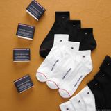 1 Đôi Vớ Dài Qua Mắt Cá Cao Cấp Xịn Chất Dày Êm Trơn Logo Viền Chỉ Chữ Basic Tommy Hilifiger