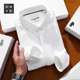 Áo sơ mi tay dài Không Túi GIẤU NÚT LCST LOGO THÊU VẢI COTTON LỤA HIẾM 6 MÀU siêu sang Hàng xịn Cao Cấp