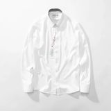 Áo sơ mi tay dài Không Túi Cổ Khuy LCST LOGO THÊU VẢI COTTON LỤA HIẾM 6 MÀU siêu sang hàng xuất xịn