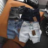 Quần Short Jean Nam XANH ĐEN NAVY BURBERRY xịn logo TAG DA Thật, Khuy Nút Titan Hàng Xuất Xịn Cao Cấp Có Big Size