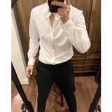 Áo sơ mi tay dài Không Túi Cổ Khuy LCST LOGO THÊU VẢI COTTON LỤA HIẾM 6 MÀU siêu sang hàng xuất xịn