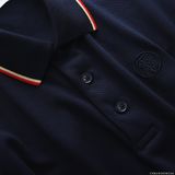 Áo Thun Nam Polo Thêu Sau Cổ BURBERRY VIỀN ĐỎ LONDON ENGLAND Vải Dệt Kim Cao Cấp Sang Trọng