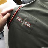 Áo Thun Nam Polo Thêu Sau Cổ BURBERRY VIỀN ĐỎ LONDON ENGLAND Vải Dệt Kim Cao Cấp Sang Trọng