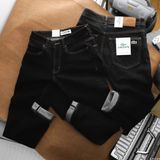Quần Jean Nam LCST Màu Full Đen Muối Tiêu Chỉ Vàng CX024 Form SlimFit Mềm Mịn Co Giãn Hàng Xuất Xịn Có Big Size
