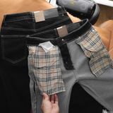 Quần Dài Jean Nam BURBERRY LOGO TÚI Màu Đen Muối Tiêu Form SlimFit Vải Co Giãn Hàng Xuất Xịn Có Big Size