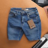 Quần Short Jean Nam XANH DENIM BURBERRY xịn logo TAG DA Thật, Khuy Nút Titan Hàng Xuất Xịn Cao Cấp Có Big Size