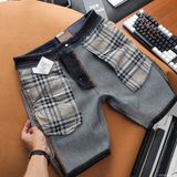 Quần Short Jean Nam XANH ĐEN NAVY BURBERRY xịn logo TAG DA Thật, Khuy Nút Titan Hàng Xuất Xịn Cao Cấp Có Big Size