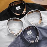 Áo sơ mi tay dài Không Túi Trẻ Trung BURBERRY 3 MÀU siêu sang Khuy Nút khắc Full Pack