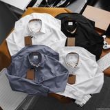 Áo sơ mi tay dài Không Túi Trẻ Trung BURBERRY 3 MÀU siêu sang Khuy Nút khắc Full Pack