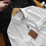 Áo sơ mi tay dài Không Túi Trẻ Trung BURBERRY 3 MÀU siêu sang Khuy Nút khắc Full Pack