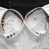 Áo sơ mi tay dài Không Túi Trẻ Trung BURBERRY 3 MÀU siêu sang Khuy Nút khắc Full Pack
