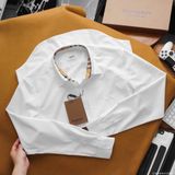 Áo sơ mi tay dài Không Túi Trẻ Trung BURBERRY 3 MÀU siêu sang Khuy Nút khắc Full Pack