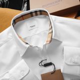 Áo sơ mi tay dài Không Túi Trẻ Trung BURBERRY 3 MÀU siêu sang Khuy Nút khắc Full Pack