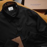 Áo sơ mi tay dài Không Túi Trẻ Trung BURBERRY 3 MÀU siêu sang Khuy Nút khắc Full Pack