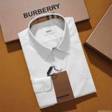 Áo sơ mi tay dài Không Túi Trẻ Trung BURBERRY 3 MÀU siêu sang Khuy Nút khắc Full Pack