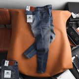 Quần Jean Nam LCST LC048 Màu Xanh Denim Đậm Cúc Đồng Logo 2 mặt Form SlimFit Mềm Mịn Co Giãn Hàng Xuất Xịn Có Big Size
