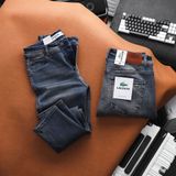 Quần Jean Nam LCST LC048 Màu Xanh Denim Đậm Cúc Đồng Logo 2 mặt Form SlimFit Mềm Mịn Co Giãn Hàng Xuất Xịn Có Big Size