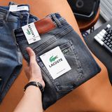 Quần Jean Nam LCST LC048 Màu Xanh Denim Đậm Cúc Đồng Logo 2 mặt Form SlimFit Mềm Mịn Co Giãn Hàng Xuất Xịn Có Big Size