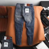 Quần Jean Nam LCST LC048 Màu Xanh Denim Đậm Cúc Đồng Logo 2 mặt Form SlimFit Mềm Mịn Co Giãn Hàng Xuất Xịn Có Big Size