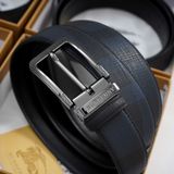 Thắt lưng Nam Burberry Da Bò Thật Mặt Titanium, Nịt nam Sang Trọng - Dây lưng khóa ghim Cao Cấp FullBox