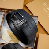 Thắt lưng Nam Burberry Da Bò Thật Mặt Titanium, Nịt nam Sang Trọng - Dây lưng khóa ghim Cao Cấp FullBox