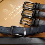 Thắt lưng Nam Burberry Da Bò Thật Mặt Titanium, Nịt nam Sang Trọng - Dây lưng khóa ghim Cao Cấp FullBox