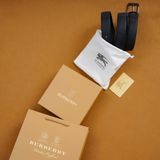 Thắt lưng Nam Burberry Da Bò Thật Mặt Titanium, Nịt nam Sang Trọng - Dây lưng khóa ghim Cao Cấp FullBox