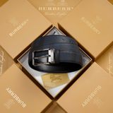 Thắt lưng Nam Burberry Da Bò Thật Mặt Titanium, Nịt nam Sang Trọng - Dây lưng khóa ghim Cao Cấp FullBox
