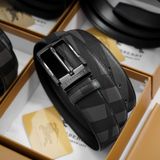 Thắt lưng Nam Burberry Da Bò Thật Mặt Titanium, Nịt nam Sang Trọng - Dây lưng khóa ghim Cao Cấp FullBox