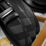 Thắt lưng Nam Burberry Da Bò Thật Mặt Titanium, Nịt nam Sang Trọng - Dây lưng khóa ghim Cao Cấp FullBox