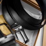 Thắt lưng Nam Burberry Da Bò Thật Mặt Titanium, Nịt nam Sang Trọng - Dây lưng khóa ghim Cao Cấp FullBox