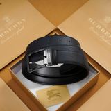 Thắt lưng Nam Burberry Da Bò Thật Mặt Titanium, Nịt nam Sang Trọng - Dây lưng khóa ghim Cao Cấp FullBox