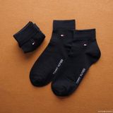 1 Đôi Vớ Dài Qua Mắt Cá Cổ Trung Cao Cấp Xịn Chất Dày Êm Trơn Logo Viền Chỉ Chữ Basic Tommy Hilifiger